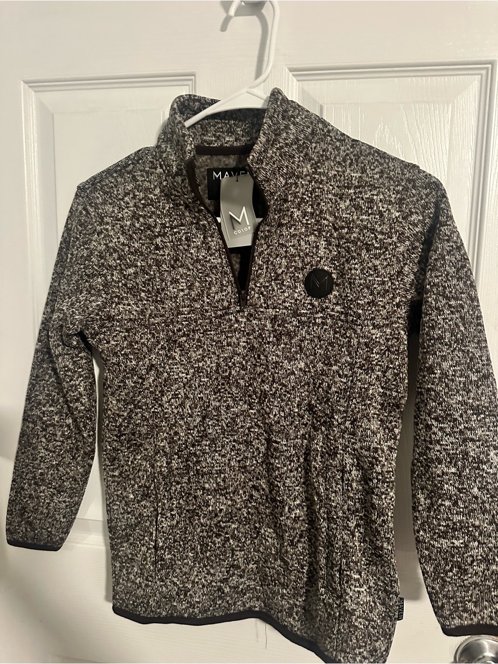 Maeven Co.Op Kids Black & White Marled Quarter-Zip Pullover